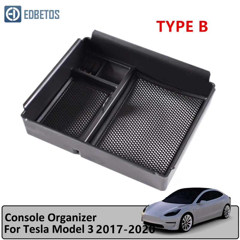 RSZX Car Wireless Charger Center Console Armrest Storage Box Holder Container Glove Pallet Tray Compatible Tesla Model 3