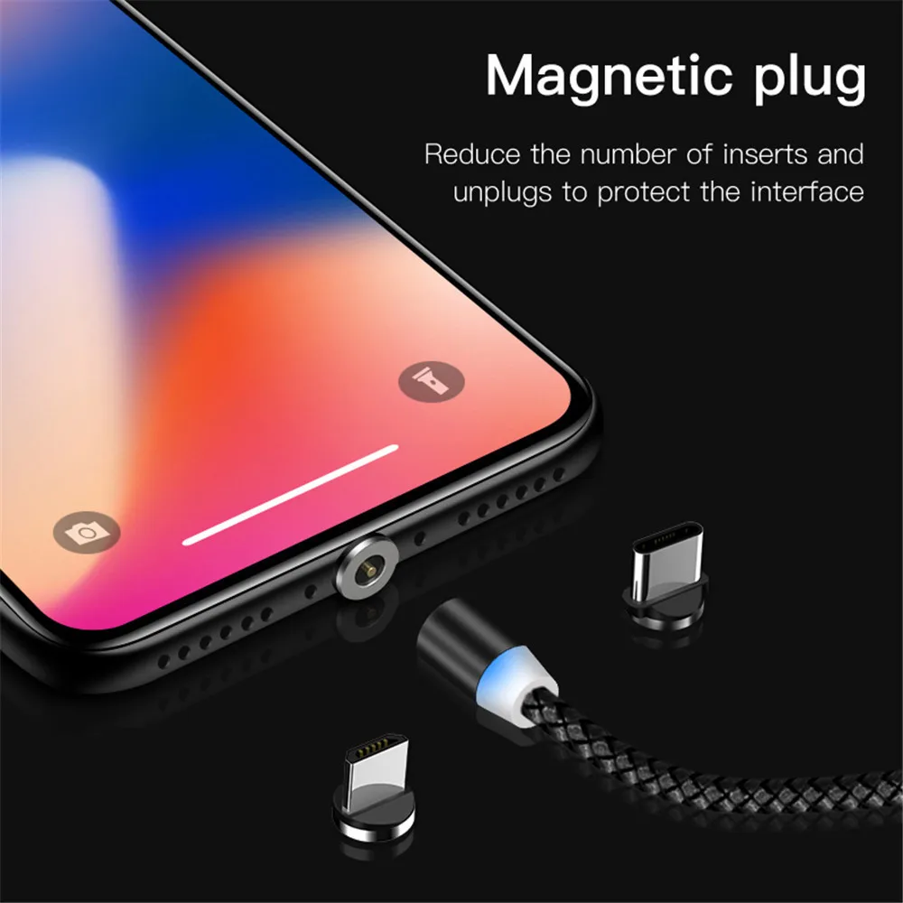 1 м светодиодный магнитный usb-кабель для Meizu M3 M5 M6 Note MX6 u10 Micro USB/type-C кабель для зарядки и передачи данных Шнур для samsung huawei sony LG