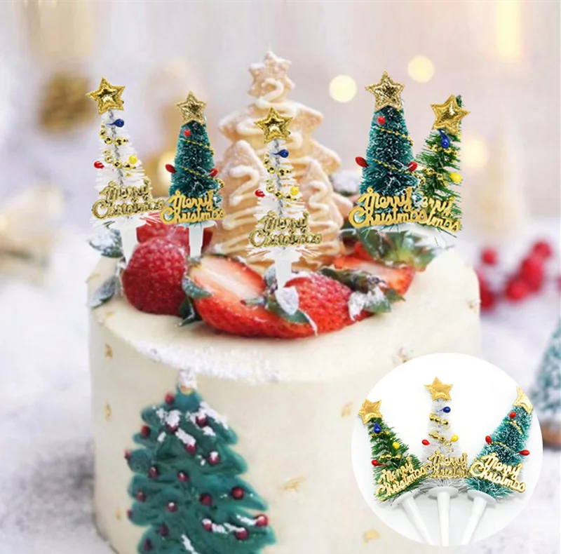 5/10 шт. Merry Топпер на Рождественский торт Мини Рождественская елка для капкейка