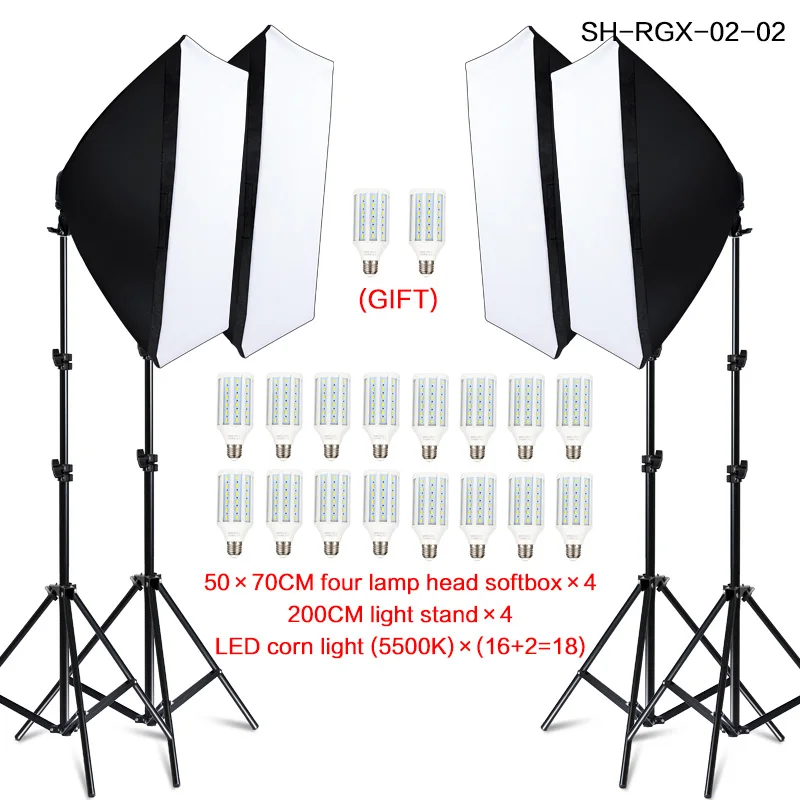 Фотостудия прямоугольная фотография Софтбокс 8 Led 20W фотографический светильник ing Kit 2 светильник стенд 2 Мягкая коробка сумка для камеры - Цвет: SH-RGX-02-02