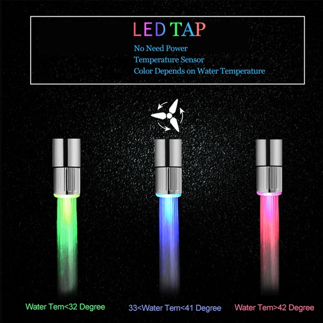 Uminous Changing colore nozzle for water tap LED Multi-Colors Faucet Light Nozzle Water saving Glow Shower Stream Tap nozzle 5