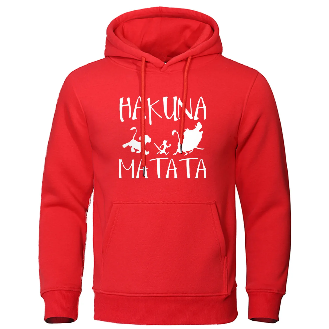 Новинка, толстовка с капюшоном «Король Лев Акуна Матата», забавный мужской спортивный костюм, осенне-зимний флисовый теплый пуловер Harajuku, уличная одежда - Цвет: red 5