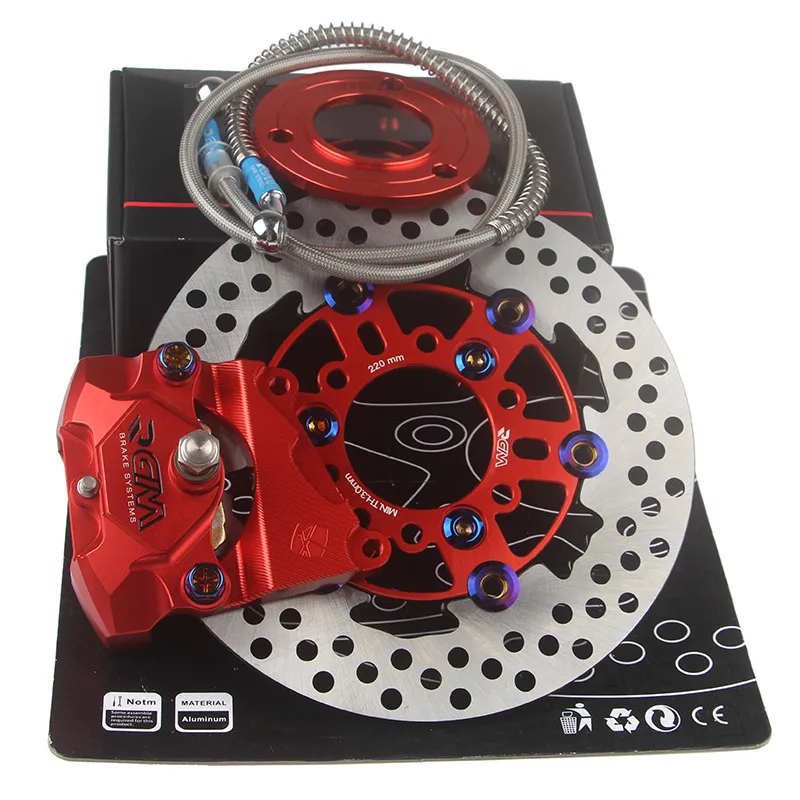 CNC алюминиевый электрический мотоциклетный конверсионный насос Краб суппорт аксессуары для электрического автомобиля+ rpm220 тормозной диск до икры N1S тормозной комплект - Цвет: Red  220