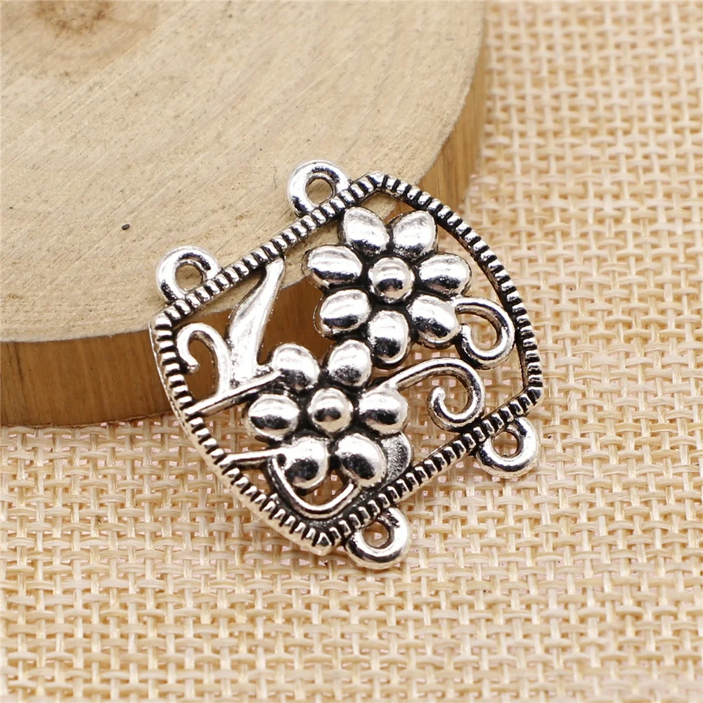 

10pcs 28x29mm Body Chain Flower Porous Connector Antique Silver Plated Jewelry Findings Jewelry Components