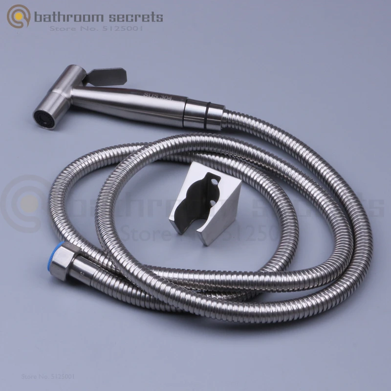 Stainless Steel Pressurized Spray Gun Set Toilet Small Shower Toilet Flushing Double Outlet Small Shower Shower Cleaner