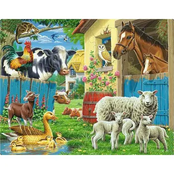 

5D Diamond Painting Cross Stitch Kit DIY Diamond Embroidery Farm animals Square Rhinestone Pasted drill resin Mosaic Needlework