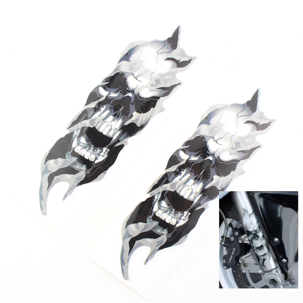 Motorcycle Emblem Fork Sticker Skull Decal Stickers For Yamaha Honda Suzuki Harley Sportster Softail Dyna Electra Glide