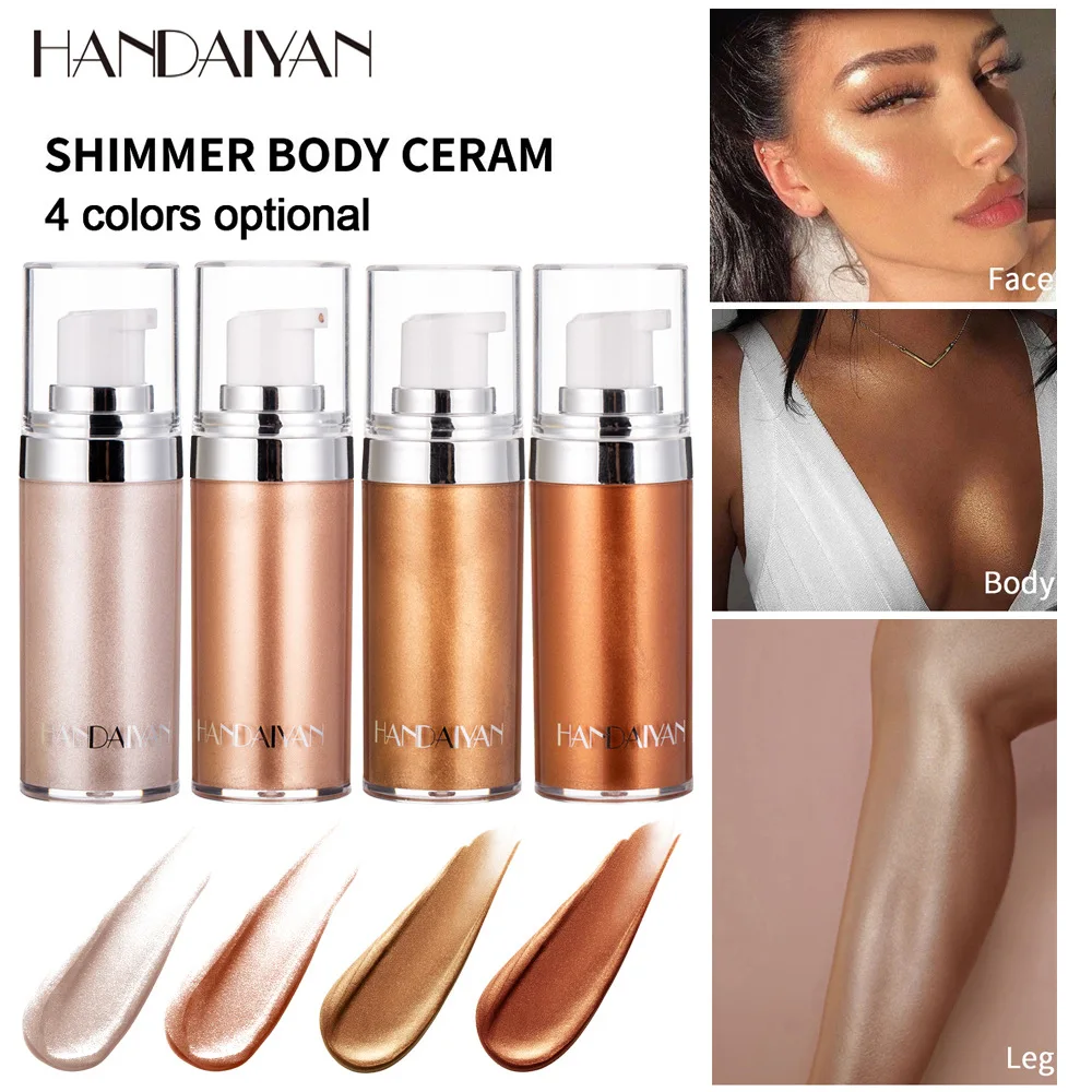 

HANDAIYAN Makeup Highlighter Cream for Face and Body Shimmer Make Up Liquid Brighten Professional Glow Kit Cosmetic
