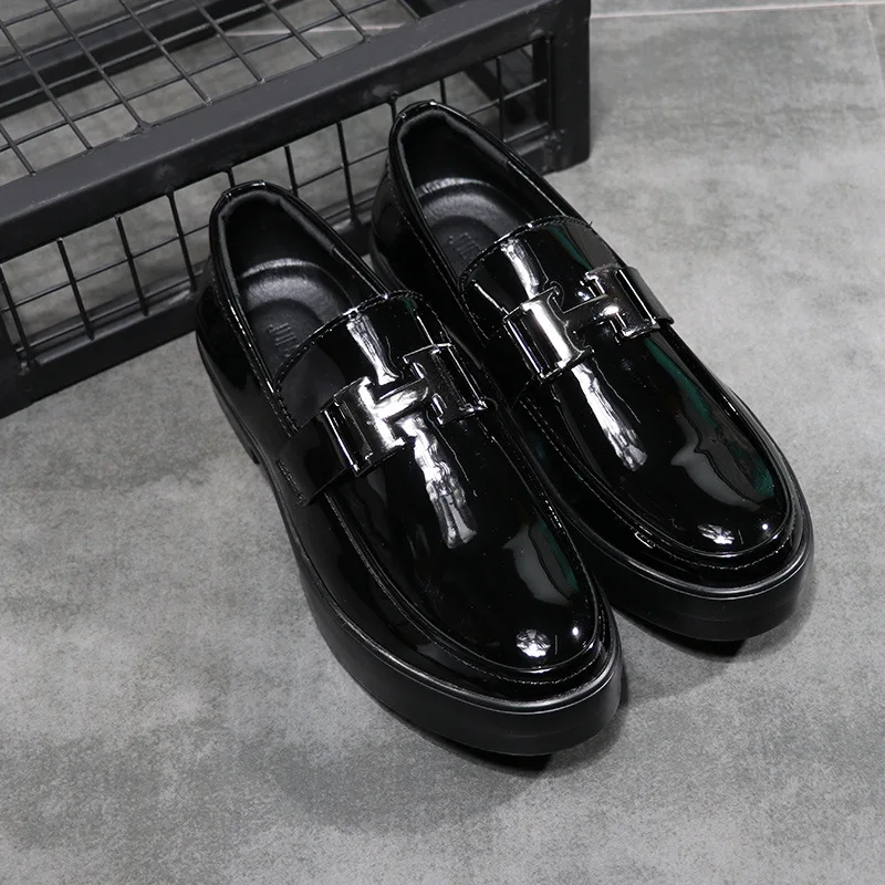 

2019 Spring New Men-Style Patent Leather England Casual Korean-style Trendy Shoes Wechat Business