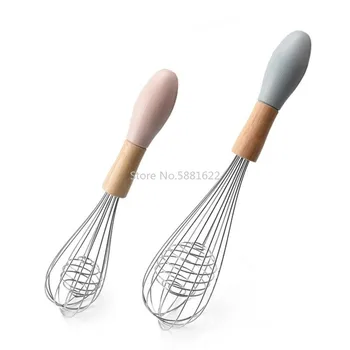 

Egg Beater with Wood Handle Stainless Steel Manual Whisk Cream Flour Mixer Kitchen Cooking Blender Baking Pastry Tools