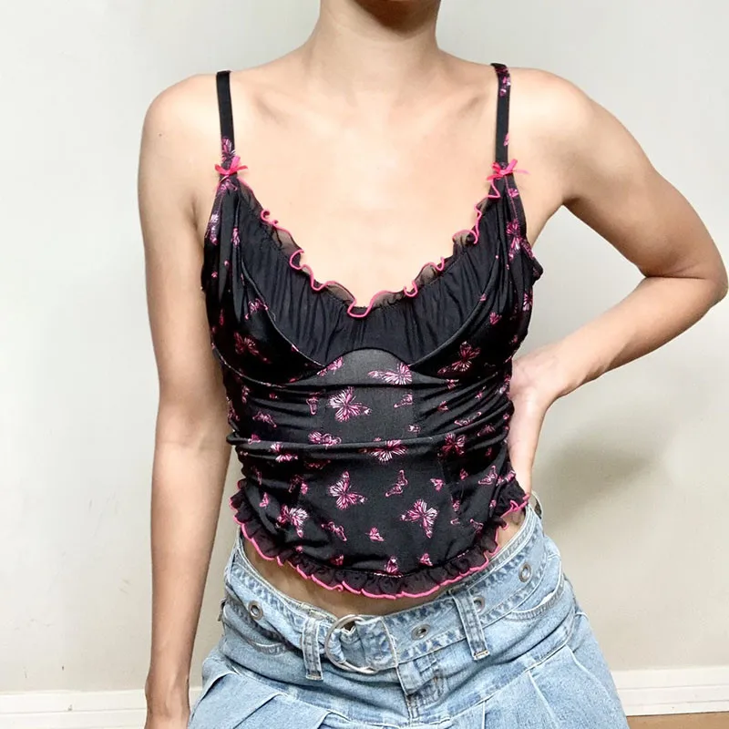 

Tops Women 2020 Crop Tank Top Camisole Undefined Gothic Y2k Top Sexy Club Corset Top Print Camis Blusas оп опик женский