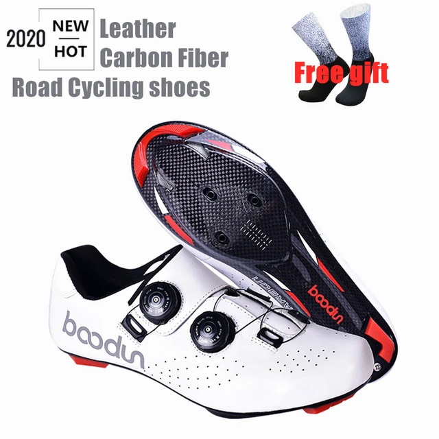Boodun-zapatos de ciclismo de carretera, zapatillas de cuero de fibra de  carbono, ultraligeras, autoblocantes, profesionales _ - AliExpress Mobile