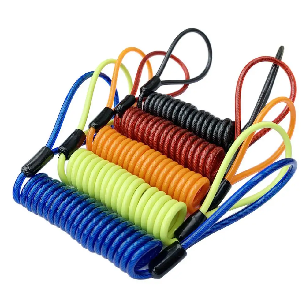 

4mm 1.2m Motorcycle Scooter Disc Lock Cable Security Reminder Anti Theft Bike Moto Tools Bicycle Helmet Warning Spring Rope Wire