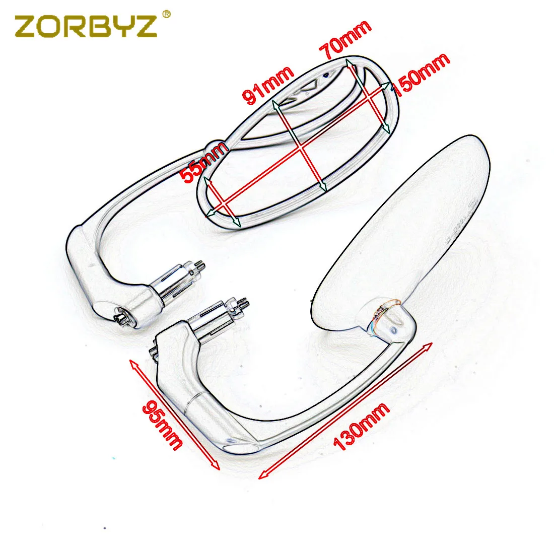ZORBYZ мотоцикл зеркало 22 мм хром овальный l-бар Ручка Бар Конец заднего вида боковые зеркала для Honda Yamaha Triumph кафе гонщик