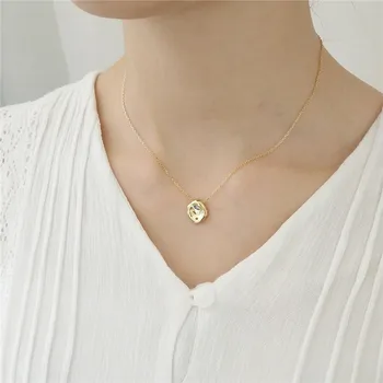 

POFUNUO 925 Sterling Silver Special-Shaped Necklace Women Gold Silver Color Simple Design Lovers Fine Jewelry Gift Necklace 2019