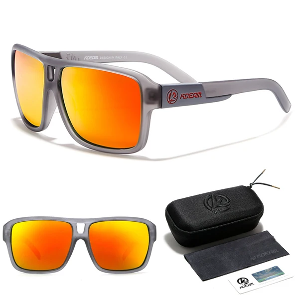 KDEAM дизайн поляризованные Квадратные Солнцезащитные очки мужские летние уличные дорожные УФ очки мужские женские модные спортивные солнцезащитные очки - Цвет линз: C6