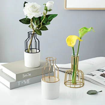 

Iron Art Flower Pot Holder Ceramics Balcony Succulents Plant Flower Pot Household Living Room Glass Hydroponics Storage Rack