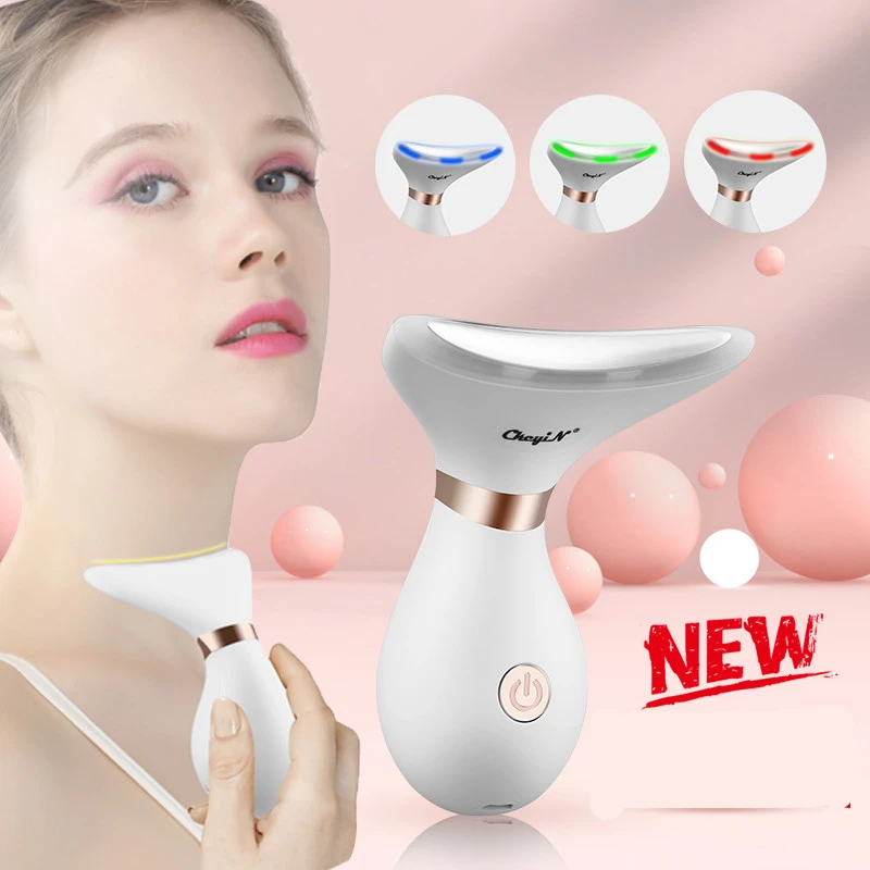 Face Massager Neck Lift Anti Wrinkles Heat High Frequency Vibration Facial  Skin Tightening Lifting 3LED Light Reduce Double Chin|Home Use Beauty  Devices| - AliExpress