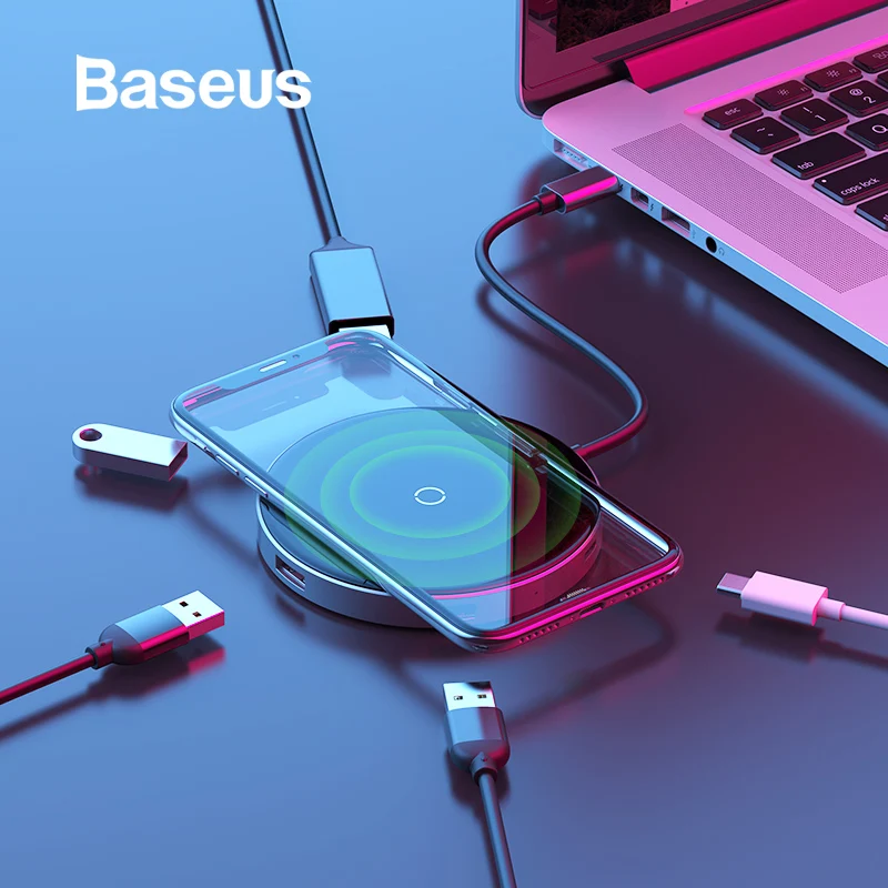 Baseus USB C концентратор USB C до USB 3,0 концентратор HDMI адаптер QI Беспроводной Зарядное устройство USB разветвитель для MacBook Pro аксессуары 6 Порты Тип USB-C концентратор