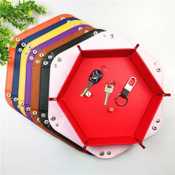 

New arrival Dnd dice tray dados de rol storage 8 colors PU leather rpg dice foldable storage box pu tray desktop storage box