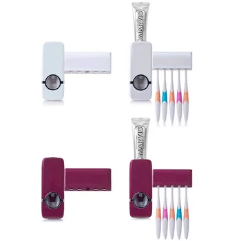 

Bathroom Accessories Set Toothbrush Holder Automatic Toothpaste Dispenser Holder Toothbrush Wall Mount Rack Bathroom Tools Set