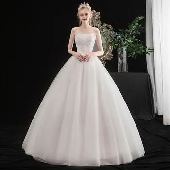 

Elegant Sweetheart Simple Lace Wedding Dresses Princess Ball Gown Appliques Formal Bridal wedding Gown Plus Size 2019