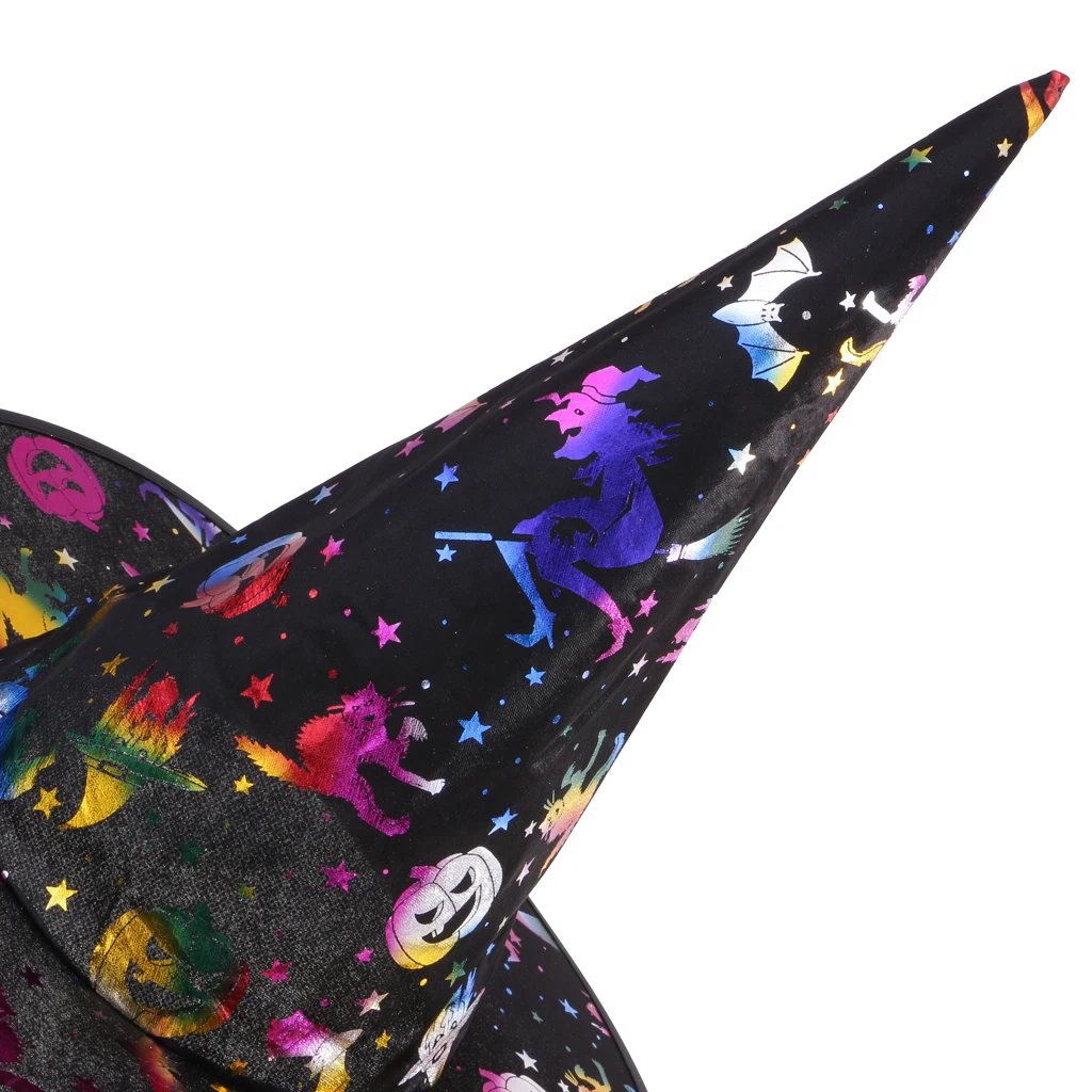 Vintage Unisex Kids Adults Witch Hat Wizard Costume for Halloween Night Ball Cosplay Party Fancy Decoration