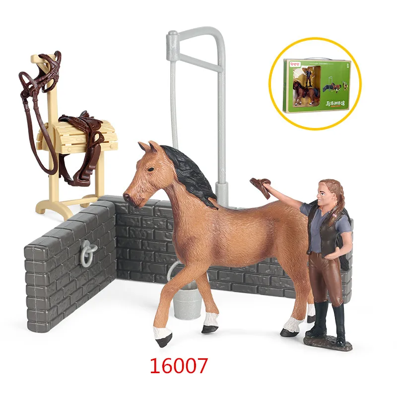 Figuras de acción de animales de granja de Oenux, simulación de aves de corral, caballo, vaca, gallina, personal del zoológico, juguete para niños, regalo de Navidad