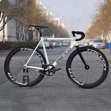 Canção & amigos rx 700c engrenagem fixa bicicleta única velocidade trilha de alumínio quadro com fibra carbono garfo e 60mm rodas carbono