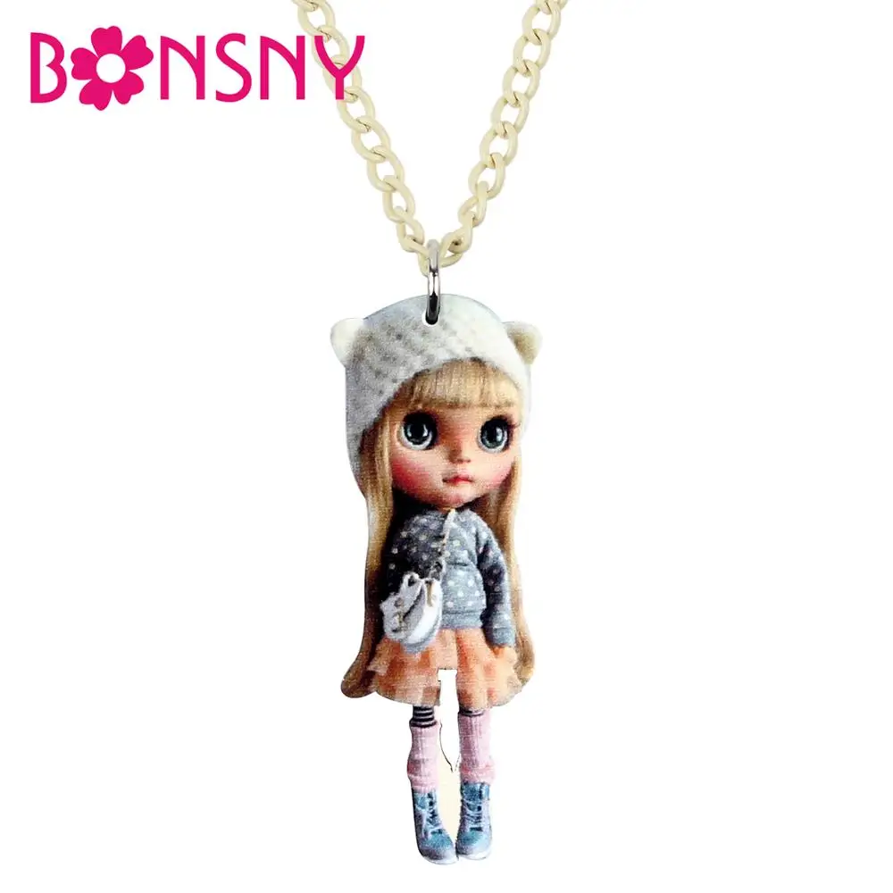 Bonsny акриловые милые большие глаза девушка ожерелье Короткая подвеска на ожерелье Модные ювелирные изделия девушки подростков Горячие Вечерние Подвески подарок 2019 Новинка|Ожерелья с подвеской| | АлиЭкспресс