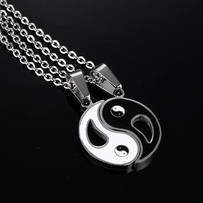 2P BFF ожерелья с подвеской кулоном восемь диаграммов Инь Янь черный и белый Лучшие