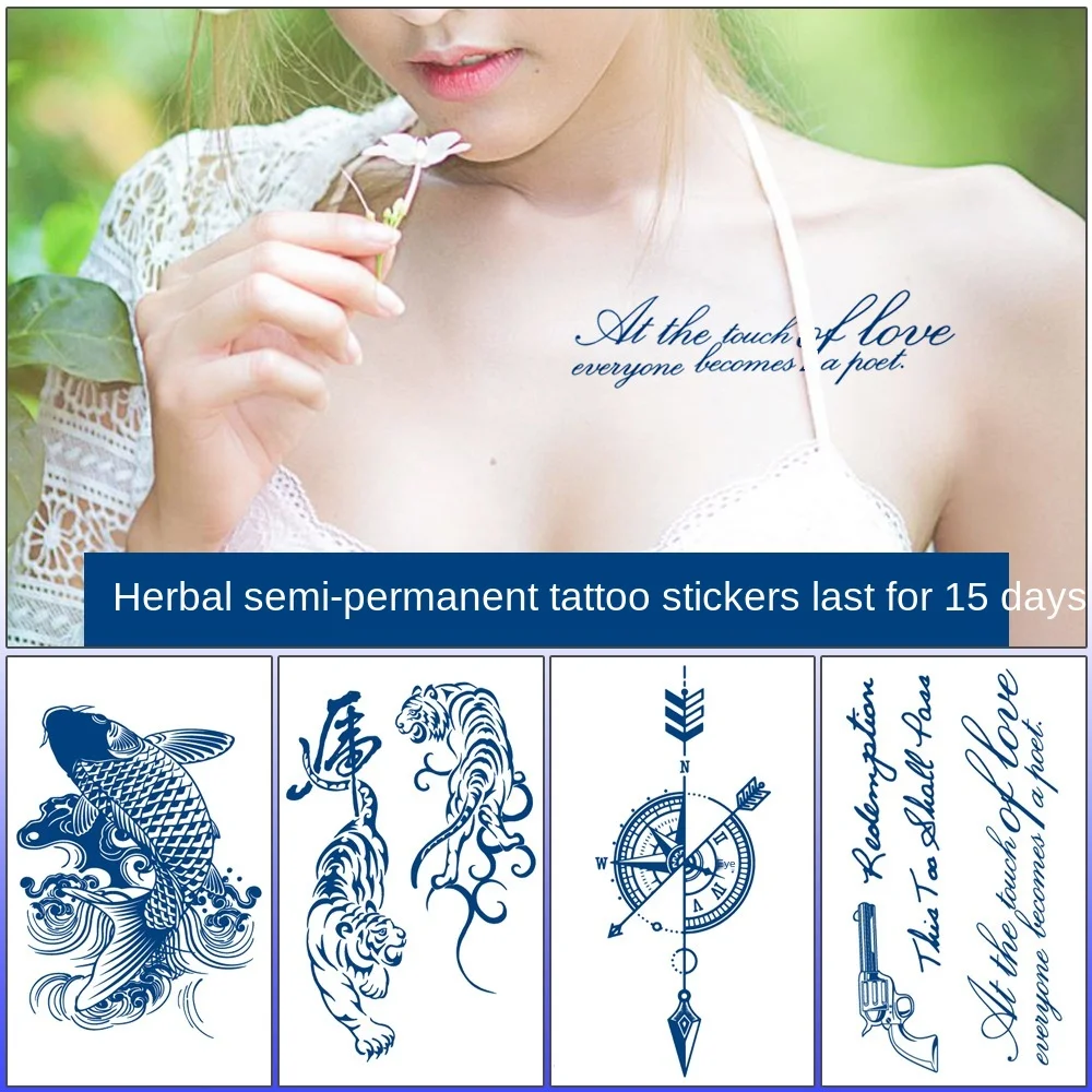Наклейки на травяные татуировки с фруктовым соком это просто растительные