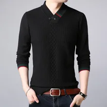 YUSHU мужской шерстяной свитер с v-образным вырезом и длинным рукавом мягкий теплый трикотаж Pull Homme мужской облегающий брендовый вязаный пуловер