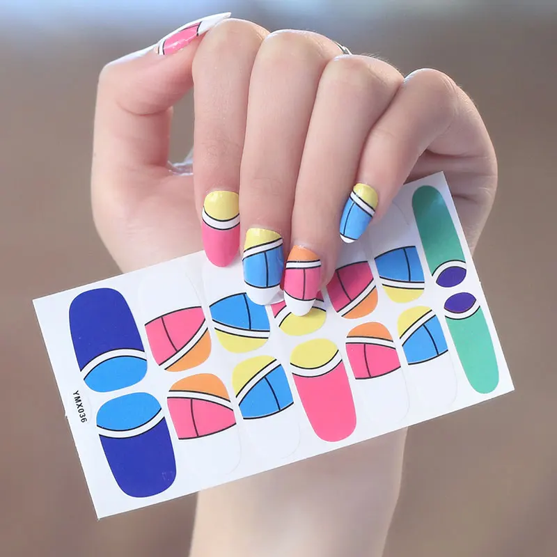 Корея предназначен обертки блестящие, дизайн ногтей Стикеры наклейки многоцветная ногтей Стикеры s полоски «сделай сам» салонного маникюра Прямая поставка - Цвет: YMX036