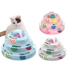 Cat интерактивные игрушки для питомцев Забавный трек для кошек роликовые игрушки 4 слоя трек игровой мяч Кот Сумасшедший диск с шариком интерактивная игрушка для IQ Traning
