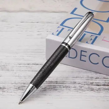 

Rotary Business Pen 0.5mm Black Ink Leather Metal Ballpoint Pens for Student Gift Pen Stationery Office School Supplies C26