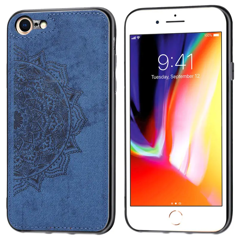 

For Iphone 7 Plus Case Soft Silicone Airbag Anti-fall Back Cover For Iphone 7 8 Plus Luxury Fabric Cloth Shockproof Cases Cover
