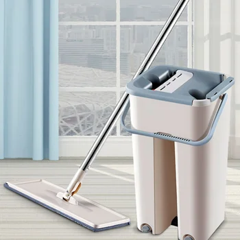 

Magic Cleaning Mops Free Hand Spin Cleaning Microfiber Mop With Bucket Flat Squeeze Spray Mop Home Kitchen Floor Clean Tools 5