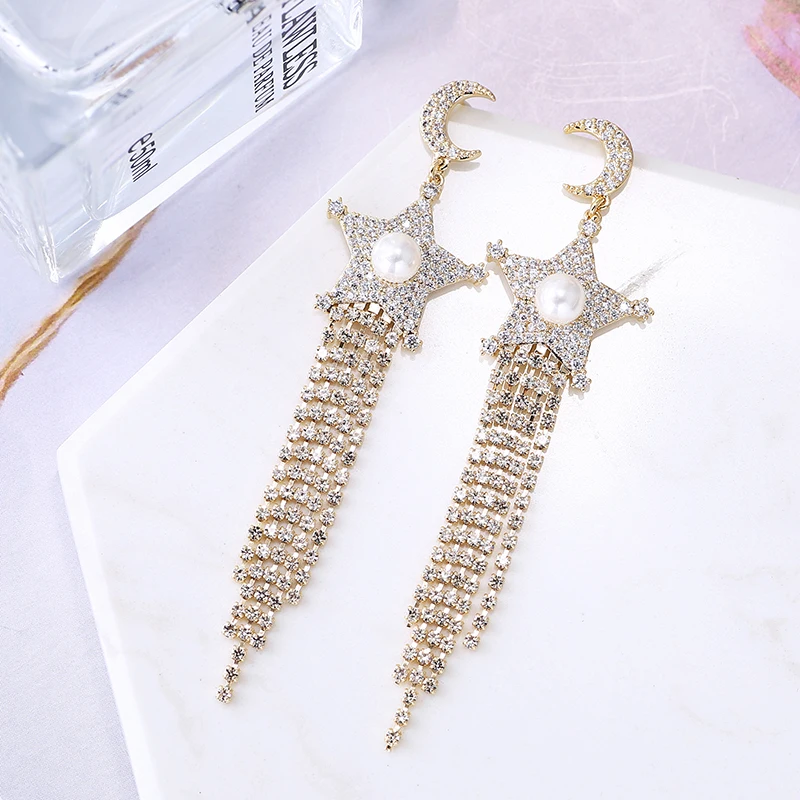 Очень девушка блестящие CZ Стразы очаровательные Подвесные серьги для женщин