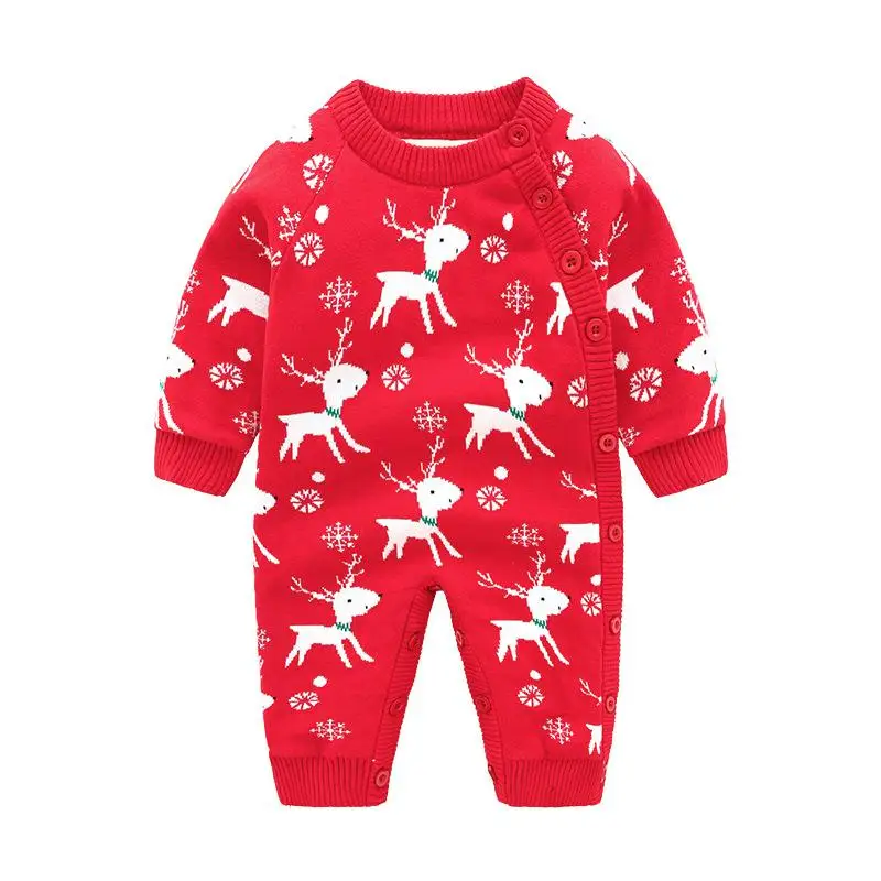 Коллекция года, вязанная модная Новогодняя Милая одежда для малышей, зимние теплые рождественские боди с длинными рукавами для маленьких мальчиков и девочек - Цвет: ij
