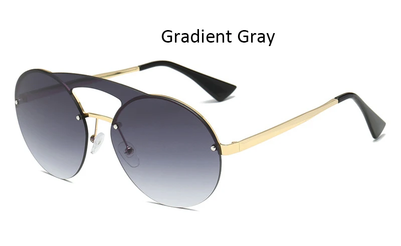 Женские солнцезащитные очки, Ретро стиль, круглые, без оправы, солнцезащитные очки для женщин, фирменный дизайн, розовые, зеркальные, женские очки,, модные очки - Цвет линз: Gradient Gray