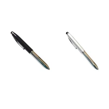 2 упаковки емкостный стилус и шариковая ручка с светодиодный фонарик, совместимый для сенсорного экрана оборудования, серебристый и черный