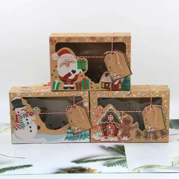 

Cake Food Kraft Paper Box With Clear Window For Christmas Birthday Wedding Bag Gift Size Candy Large Party F9B5