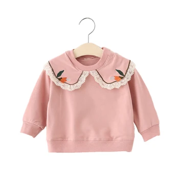 

New Autumn Children Girl Sweatshirts Cute Baby Girls Clothes Long Sleeve Sweatshirt Lace Design Casual Tops For Girl