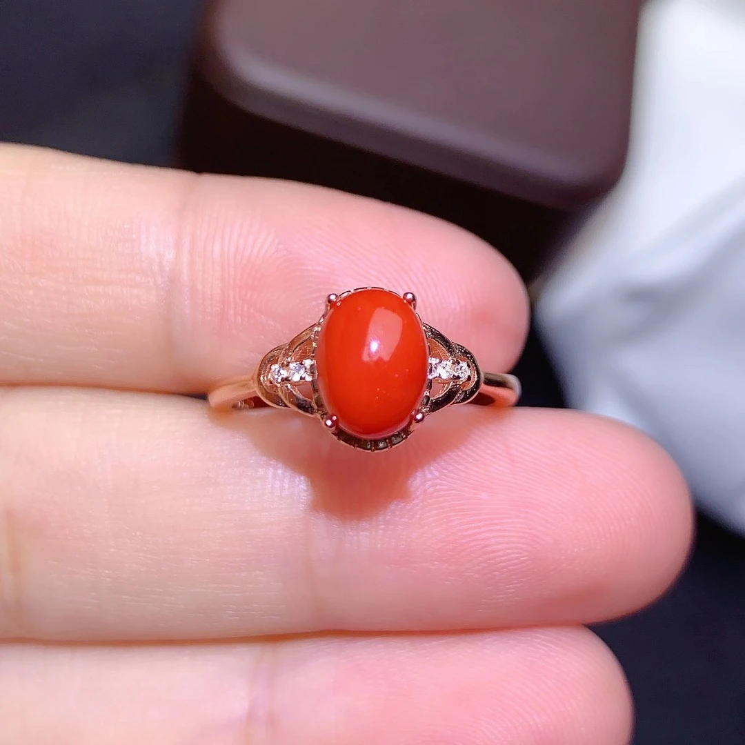 Designer Sterling Silver Coral Ring | Indian Jewelry | Exotic India Art