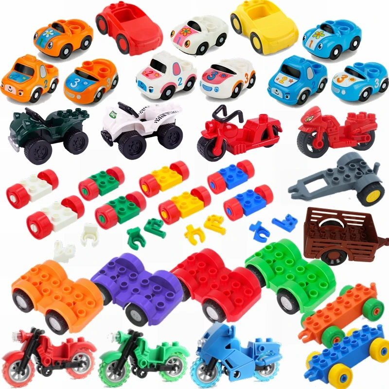 Детский конструктор Duplo Moc мультяшный автомобиль мотоцикл игрушки для детей