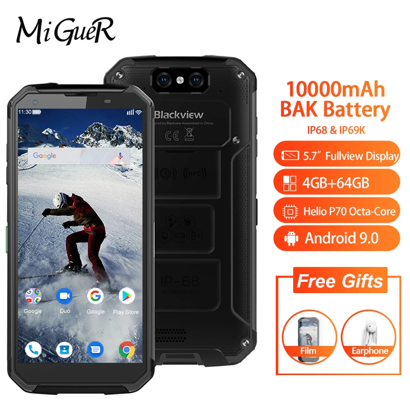 Blackview BV9500 PLUS 5," 18:9 FHD мобильный телефон IP68 водонепроницаемый 10000 мАч Android 9,0 MT6763T Восьмиядерный 4 Гб+ 64 Гб Смартфон