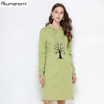 

Winter Autumn Thick Sequined Dress Women 2019 Plus Size 5xl 4xl-L Black Green Casual Hooded Long Sleeve Christmas Dress Vestido