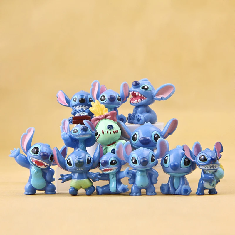 Экшн-фигурки Disney Лило Стич кукла 3 см 12 шт. мини-фигурка ститча микро-пейзаж