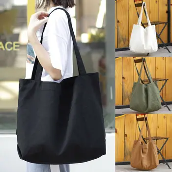 

Reusable Womens Tote Shoulder Bag Linen Cotton Large Canvas Storage Bags Travel Messenger Satchel Environmental Shopping Handbag